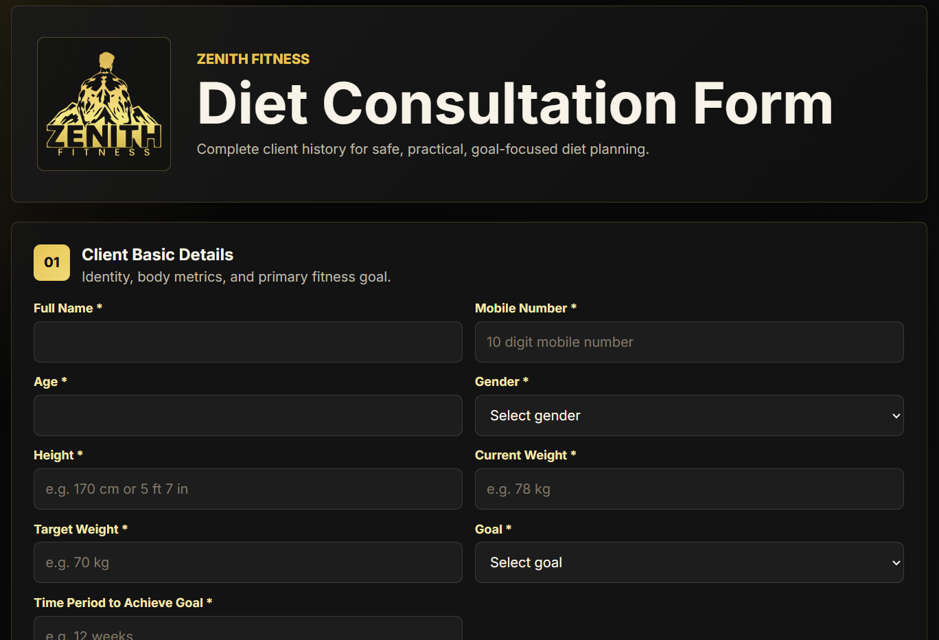 AI generated diet plan system screenshot