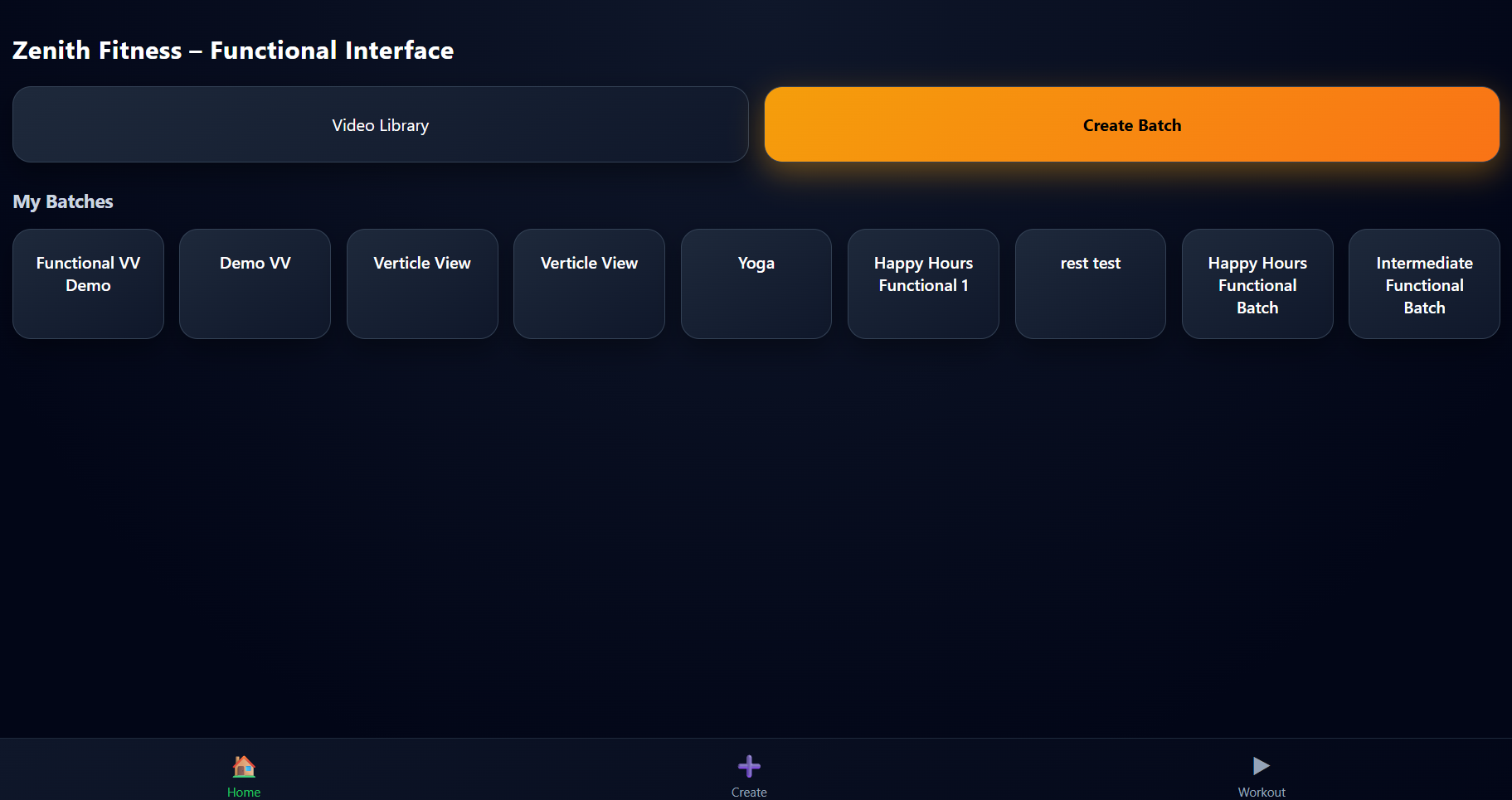 Functional batch digital interface screenshot